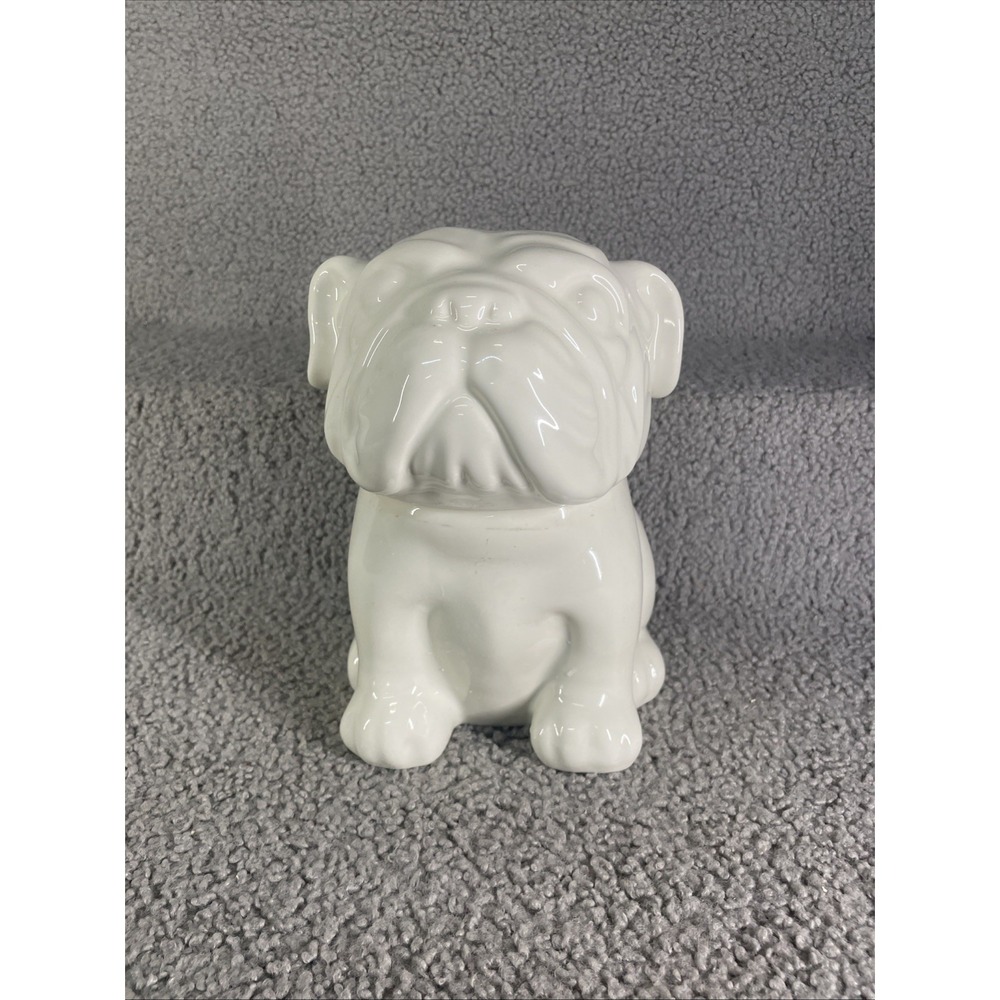 Threshold Stoneware English Bulldog Cookie Jar White 9" DISCONTINUED